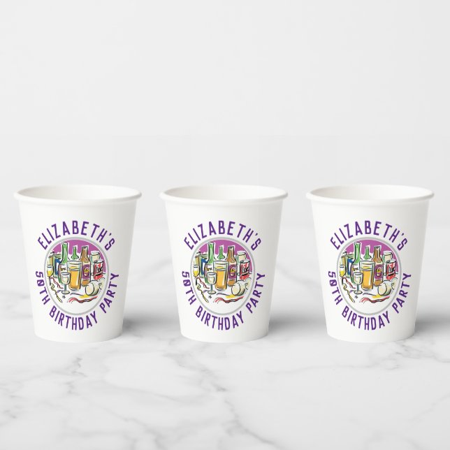 50. Geburtstagsparty Paper Cups Pappbecher (Multi)