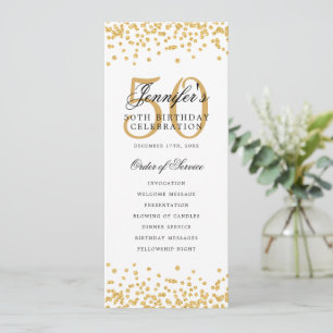 50. Geburtstagsparty-Programm Gold Confetti Einladung