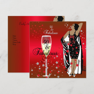50. Geburtstagsparty Retro Diva Art Deko Red Black Einladung