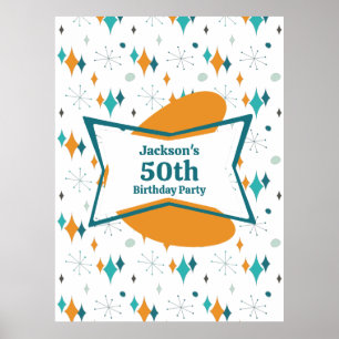 50. Geburtstagsparty Retro Mitte Jahrhundert jedes Poster
