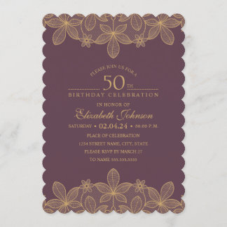 50. Geburtstagsparty Roter Wein Einzigartiges Gold Einladung