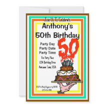 50. Geburtstagsparty Schokolade Kuchen Retro Farbe