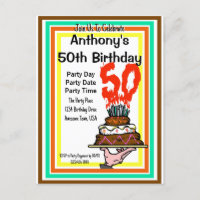 50. Geburtstagsparty Schokolade Kuchen Retro Farbe