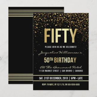 50. Geburtstagsparty | Shimmering Gold Confetti Einladung