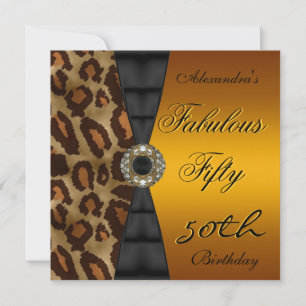 50. Geburtstagsparty Wild Black Yellow Gold Einladung