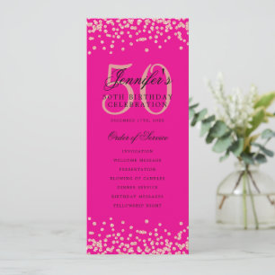 50. Geburtstagsprogramm Rose Gold Confetti Hot Pin Einladung