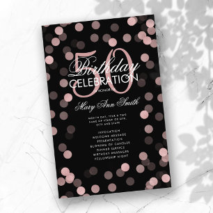 50. Geburtstagsprogramm Rose Gold Confetti mit Men Flyer