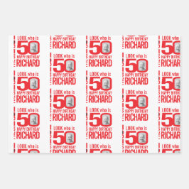 50. Geburtstagsrot aussehen 50 benutzerdefinierter Geschenkpapier Set