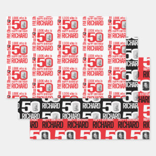 50. Geburtstagsrot aussehen 50 benutzerdefinierter Geschenkpapier Set