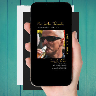 50. Geburtstagsschwarze Einladung