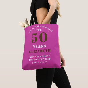 50. Geburtstagsstandards Niedlich rosa Name hinzuf Tasche