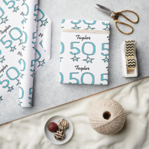50. Geburtstagsstars Personalisiertes Wrapping Pap Geschenkpapier