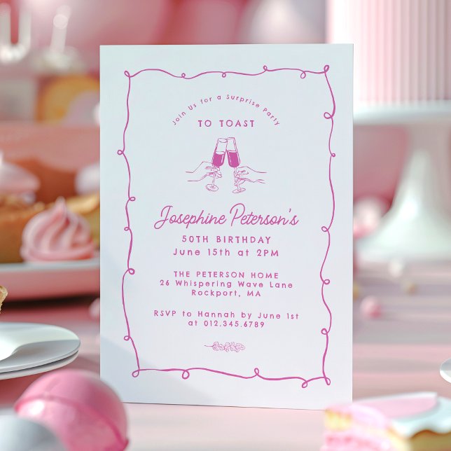 50. Geburtstagsüberraschung Party Whimsical Doodle Einladung (Von Creator hochgeladen)