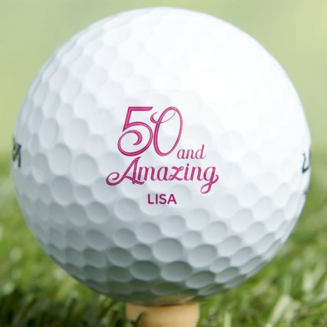 50. Geschenk für Arbeitskollegen Pink Script Moder Golfball (Von Creator hochgeladen)