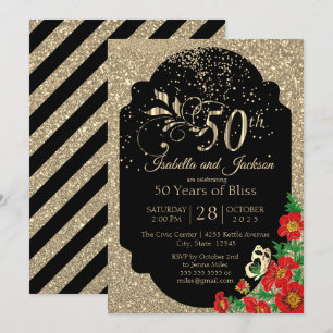 50. Gold Confetti Glitzer Jubiläum Einladung