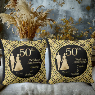 50. Gold Couple Wedding Anniversary Glitzer Kissen