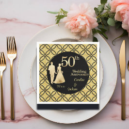 50. Gold Couple Wedding Anniversary Glitzer Serviette
