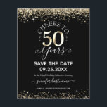 50. Gold Geburtstag Save the Date Einladung<br><div class="desc">Eleganter Imitat Gold Glitzer mit schimmernden Konfetti Highlights auf der Ober- und Untergrenze. Alle Texte sind individuell einstellbar und lassen sich für Ihr eigenes Party leicht ändern. Großartiges elegantes 50. Geburtstagsgeschmacksdesign. Imitate aus Holz mit einem blau strukturierten Hintergrund bilden eine perfekte geschlechtsneutrale Party Einladung.</div>
