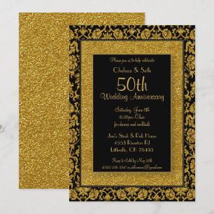 50. Gold Glitzer Hochzeitstag Einladung