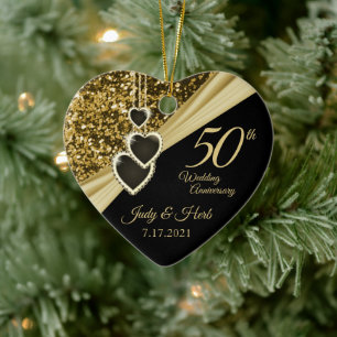 50. Gold Glitzer Jubiläum - Custom Keramik Ornament