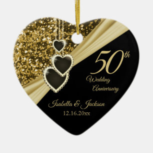50. Gold Glitzer Jubiläum Keramik Ornament
