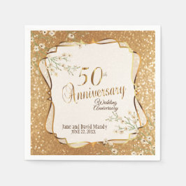 50. Gold Glitzer Jubiläum Serviette