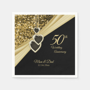 50. Gold Glitzer Jubiläum Serviette