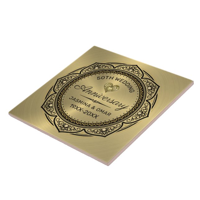 50. Gold Hochzeit Islamischer Dekorzirkel Fliese (Seite)