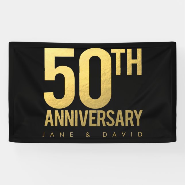 50. Gold-Hochzeitstag-Party-Mauer Banner (Horizontal)