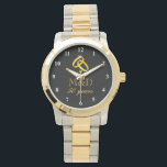 50. Gold Hochzeitstag Uhr für Ehemann<br><div class="desc">50. Gold Hochzeitstag Uhr für den Ehemann. Niedliche Geschenkidee für fünfzig Jahre Ehe. Gewundene goldene Ringe.</div>