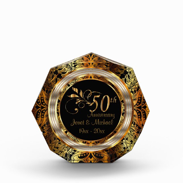 50. Gold Paisley Hochzeitstag Fotoblock (Vorderseite)