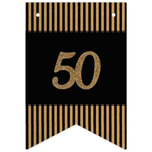 50. Gold - Schwarzes u. Goldstreifen Wimpelkette (Sechzehnte Fahne)