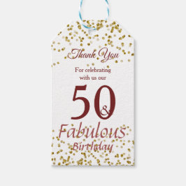 50 Gold und Burgund Sparkle Geschenkanhänger