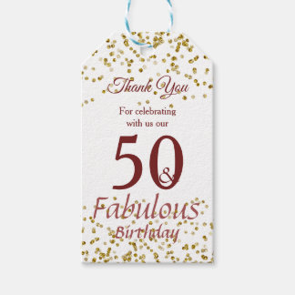 50 Gold und Burgund Sparkle Geschenkanhänger