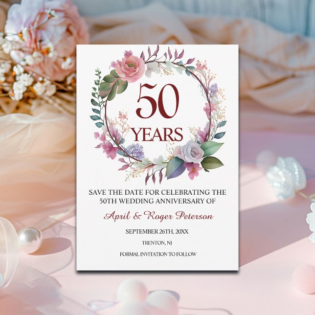 50. Gold Wedding Anniversary Floral Save The Date (Von Creator hochgeladen)