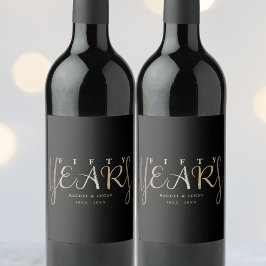 50. Gold Wedding Anniversary-Geschenk Weinetikett