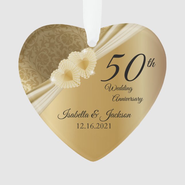 50. 💞 Gold Wedding Jubiläum Ornament (Vorderseite)