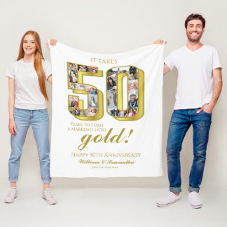 50. Gold Wedding Jubiläumsfoto Collage Fleecedecke