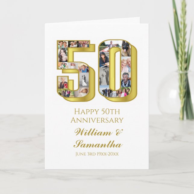 50. Gold Wedding Jubiläumsfoto Collage Karte (Vorderseite)
