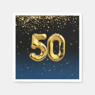 50. Goldballons und Confetti Napkins Serviette