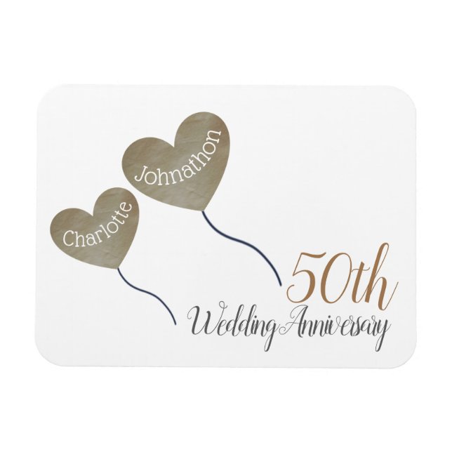 50. Goldblase zum Hochzeitstag Magnet (Horizontal)