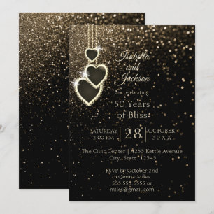 50. Golden Glitter Jubiläum Einladung