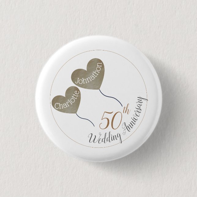 50. Golden Wedding Anniversary Ballon Button (Vorderseite)