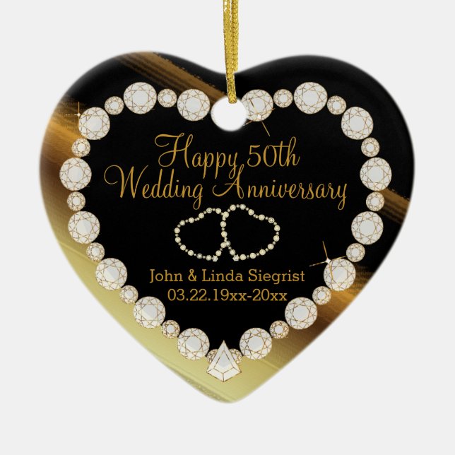50. Golden Wedding Anniversary DIY Foto Keramik Ornament (Vorne)