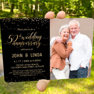 50. Golden Wedding Anniversary Foto Party Einladun Einladung