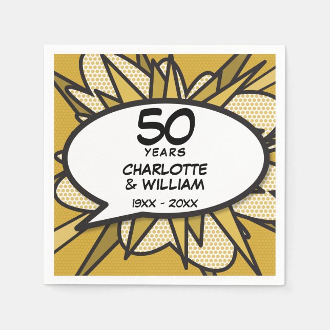 50. Golden Wedding Anniversary Fun Retro Serviette (Vorderseite)