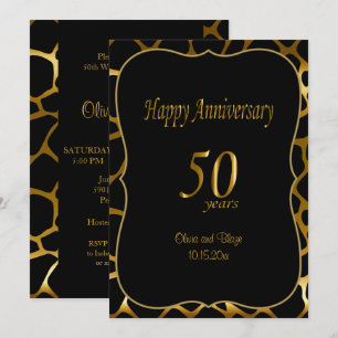 50. goldene Hochzeit   Giraffen-Muster Einladung