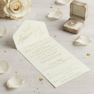 50. Goldene Hochzeit-Jubiläum Real Foil gepresst All-in-One-Einladung