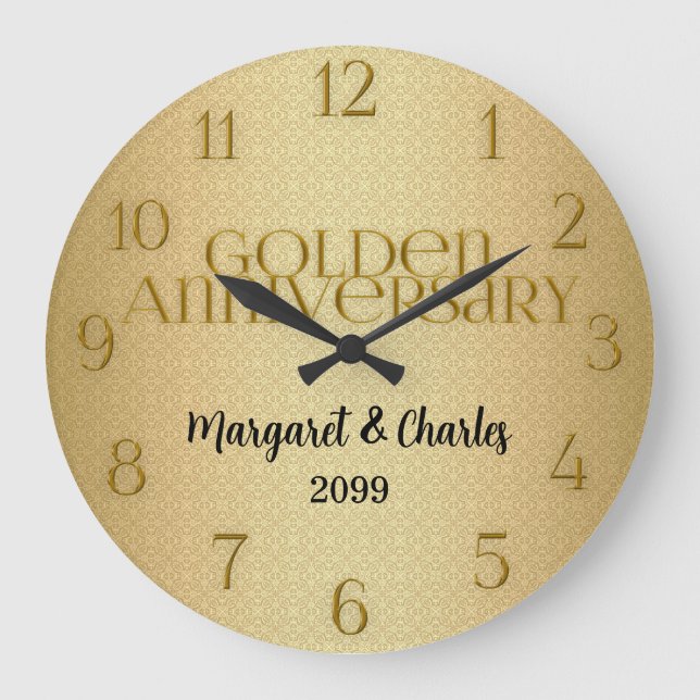 50. Goldene Hochzeit - Name Große Wanduhr (Vorderseite)