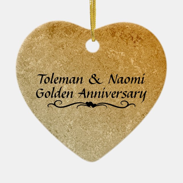 50. Goldene Hochzeits-Jahrestag | personalisiert Keramikornament (Vorne)